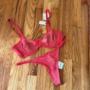 Scarlett Blue from Free People Intimates, red mesh bra and thong set